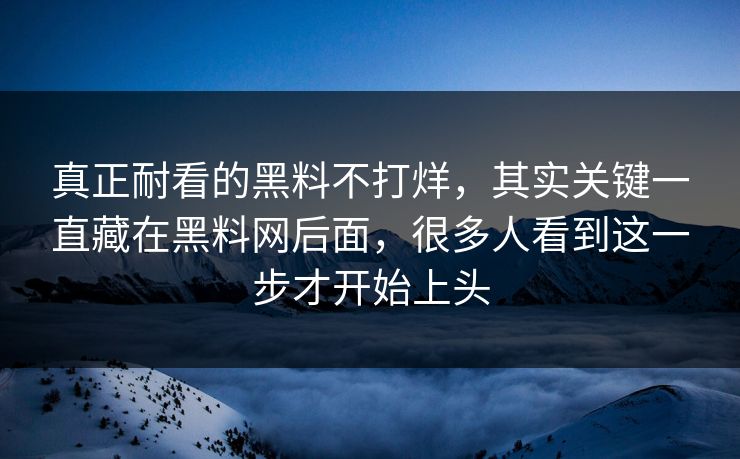 真正耐看的黑料不打烊，其实关键一直藏在黑料网后面，很多人看到这一步才开始上头