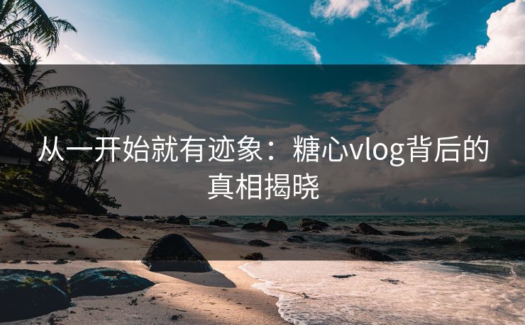 从一开始就有迹象：糖心vlog背后的真相揭晓