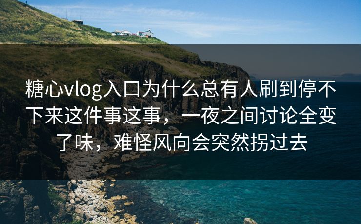 糖心vlog入口为什么总有人刷到停不下来这件事这事，一夜之间讨论全变了味，难怪风向会突然拐过去