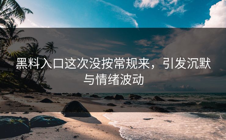 黑料入口这次没按常规来，引发沉默与情绪波动